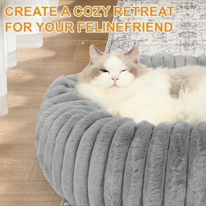 Washable Small Cat Dog Bed,Puppy Bed Cat Beds for Indoor Cats(Grey,M)