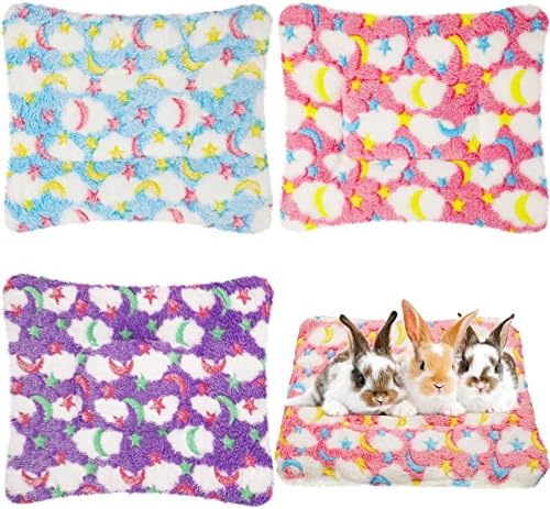 Jetec 3 Pcs Guinea Pig Beds, Fleece Small Animal Mats, Moon, Colorful