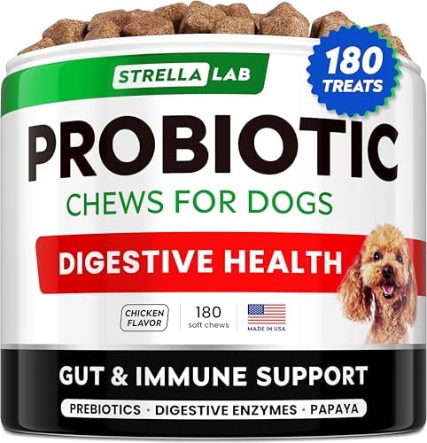STRELLALAB Dog Probiotics Chews + Enzymes Gut Health Support