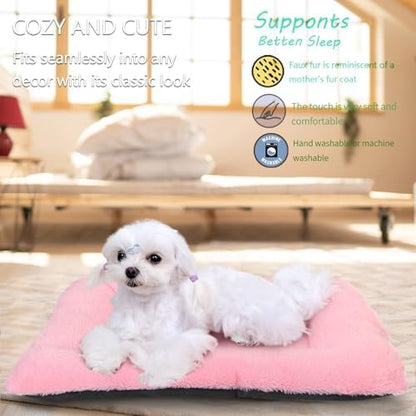 Pink Dog Bed for Crate or Cage 22 Inch for Extra Small Dogs,Soft Fluffy Comfy Cute Crate Beds Washable & Anti-Slip Pet Kennel Pad for Puppy and Cats Cozy Sleeping Mat, (22" x 13", XS-Baby)