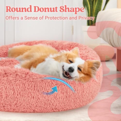 rabbitgoo Calming Cat Beds for Indoor Cats, 30 inches, Pink