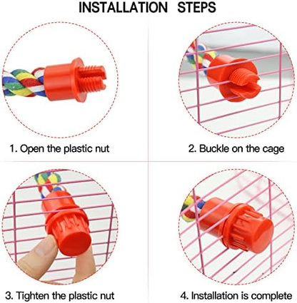 Mygeromon Bird Rope Perches Cage Climbing Accessories(31.5inch Plastic nut)