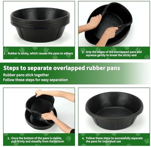 3Pcs Heavy Duty Rubber Feed Pan, 8Q/2Gal Horse Feed Bucket