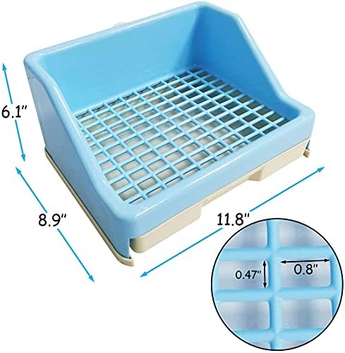 kathson Rabbit Litter Box Trainer Small Animal Potty Corner Toilet with Drawer Pet Cage Pan Litter Bedding Box for Adult Guinea Pig Hamster Bunny Ferret Galesaur Mouse Squirrel (Blue)