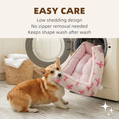 Reversible Cat Bed Dog Bed for Small Dogs Rectangle Bed Washable 20x19x6 in