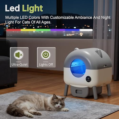 Greesum Fully Enclosed Self-Cleaning Cat Litter Box, 76L Large Capacity