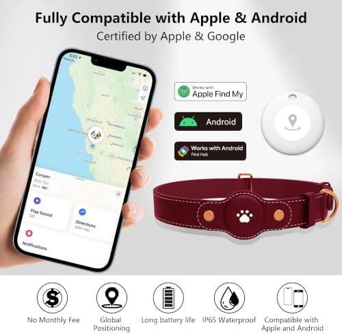 GPS Tracker for Dogs – Smart Dog Collar & Pet Tracker with Real-Time Location, No Monthly Fee, Unlimited Range (iOS & Android) – Fits Small to Large Dogs(Locator Included) BK