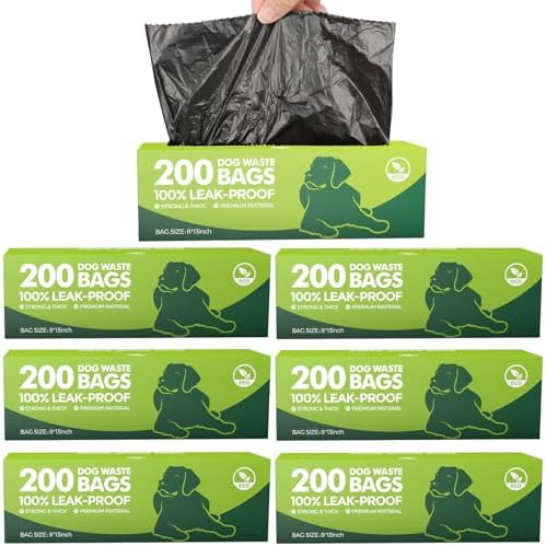 Sherr Dog Poop Bags, 6 Rolls of 200, 1200 Counts, Black