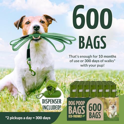 Reli. Biodegradable Dog Poop Bags Rolls (600 Pack, 40 Rolls)