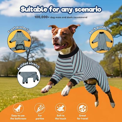 LovinPet Large Dog Pajamas, Pet Pajamas, Multi-Color Stripe, 2XL