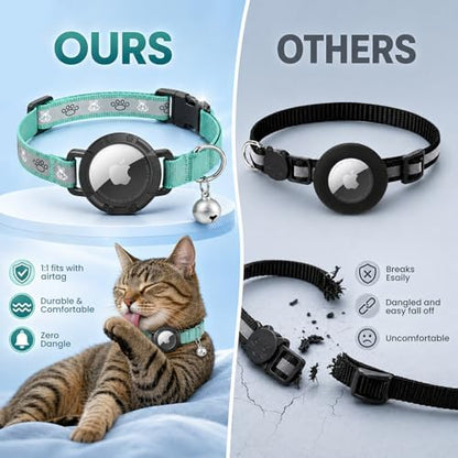Reflective AirTag Cat Collar, Integrated Cat Collar with Air Tag Holder