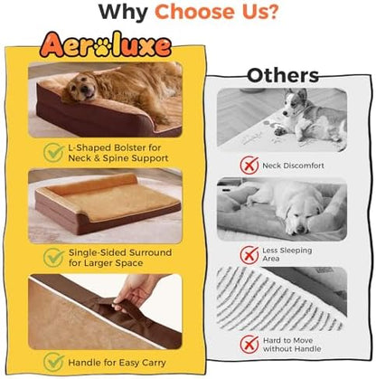 XXL Orthopedic Dog Bed, Extra Large Dogs, 48"x35"x7.5", Brown