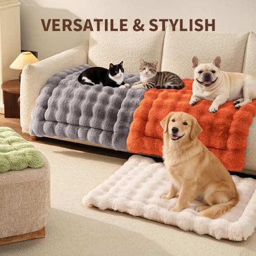 SOMAHE Plush Dog Bed Mat, Machine Washable, Large 35x27 Vibrant Orange