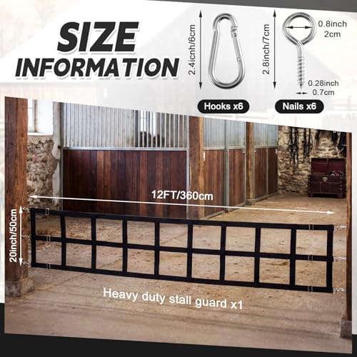 Zonon 12' x 20'' Adjustable Polyester Stall Guards for Horses, Black