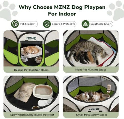 Dog Cat Small Animal Puppy Playpen Crate, Small, Green