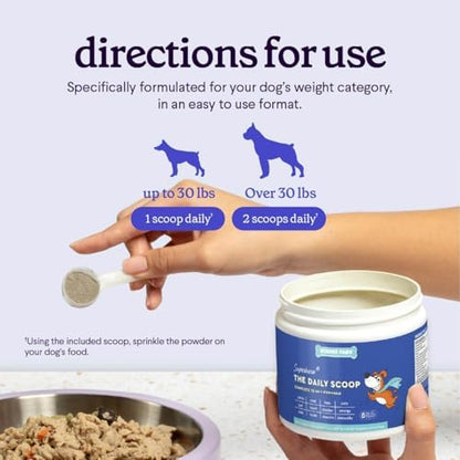 Premium 12-in-1 Multivitamin Powder for Dogs Food Topper – Daily Scoop Multivitamin Dog Supplement for Joints, Digestion, Skin, Heart & Immunity – Probiotics, Collagen, Glucosamine, Mushrooms–7.3oz