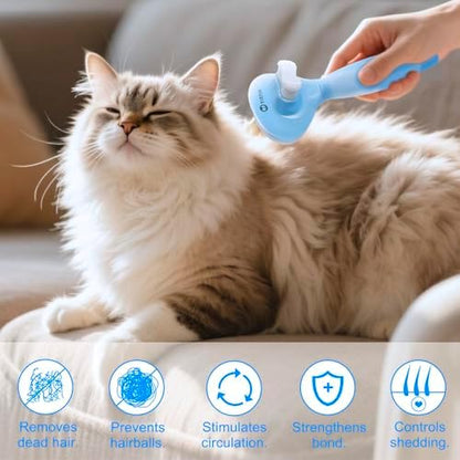 Cat Brush for Shedding, Self Cleaning Brush for Long & Short Hair Cats