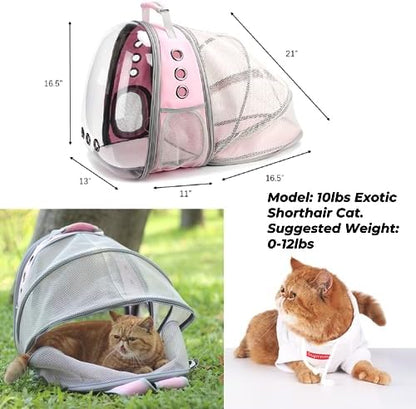 Lollimeow Cat Carrier Backpack, Expandable Bubble Pet Carrier for Cats and Small Dogs, Airline Approved Travel Backpack for Hiking, Walking & Outdoor Adventures - Supports up to 14 lbs