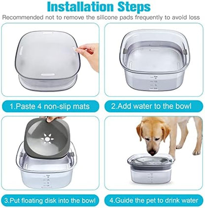 UPSKY 70oz Dog Water Bowl, No Spill Slow Drinking Feeder for Messy Drinker