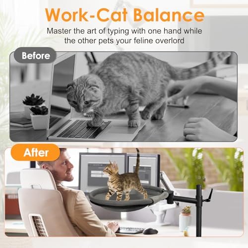 Cat Desk Bed 360° Rotating & Adjustable Cat Bed for Desk Supports to 40 Lbs
