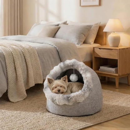 Avont Cat Bed Cave for Indoor Cats, Semi-Enclosed with Washable Cushion
