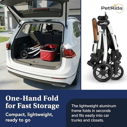 Dog Stroller with Detachable Carrier for Small Dogs & Cats, Red