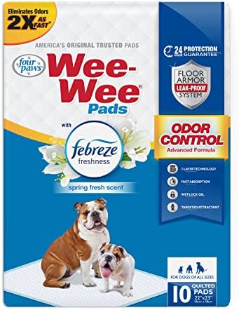 Four Paws Wee-Wee Odor Control Dog Pee Pads with Febreze Freshness