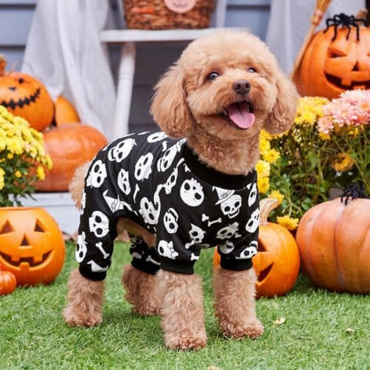 XPUDAC 4 Pack Halloween Dog Clothes Puppy Pajamas for Small Dogs, XS