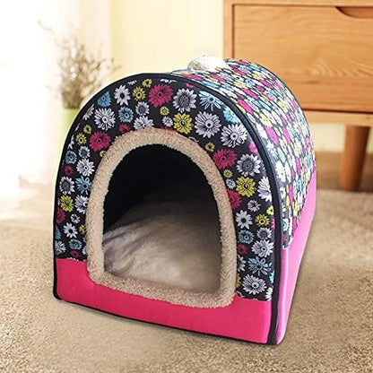 Pet Bed，Warm Cave Nest，Small Pet Animals Bed，Cozy Pet Bed，Pet Self Warming Beds，Cat Bed, Detachable semi-Enclosed Dual Purpose pet Bed, Warm Winter pet Litter, cat House。