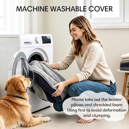 Orthopedic Dog Beds Large Sized Dog, Washable Dog Bed, 48" L, Black
