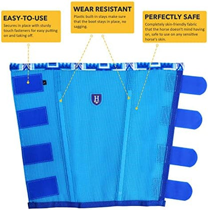 Fine Mesh Fly Boots Loose Fitting & Non-Slip Horse Fly Leggings Fleece Air Flow (Set of 4)