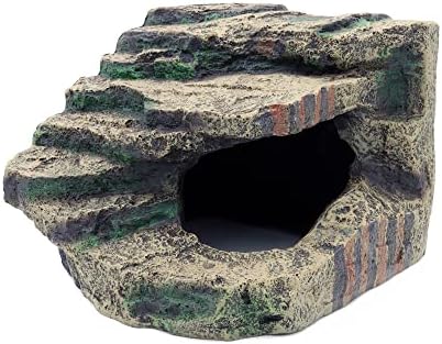 JIHAQUA Large Resin Reptile Tank Accessories Hideouts Cave