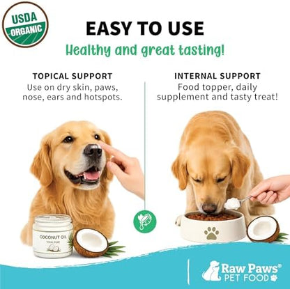 Raw Paws Organic Virgin Coconut Oil for Dogs & Cats, 16-oz - Supplement