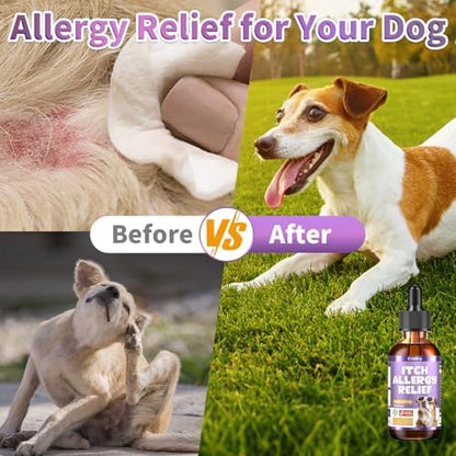 Dog Allergy Relief Drops, Itchy Skin Relief for Dogs with Omega-3, 60ml