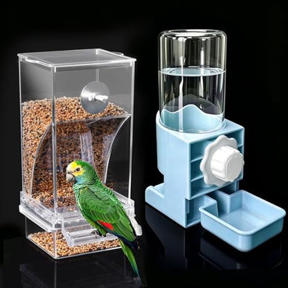 Lemtrflo No Mess Bird Cage Feeder, Automatic Bird Water Dispenser