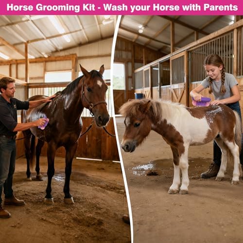 9PCS Horse Grooming Brushes Kit with Tote Bag,Tools for Care Massage Groom