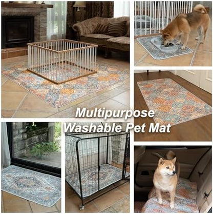 nunubaby Washable Pee Pads for Dogs, Stylish, Non-Slip and Leak-Proof Pee Pads. Reusable Potty Pads for Dogs for Crates and Floors.(Brown/Multi,36" x36" )