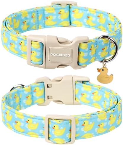 DOGWONG Duck Cotton Dog Collar, Summer Cute Dog Collar Durable Soft Beachy Pet Dog Collars Puppy Necklace for Small Medium Large Dogs