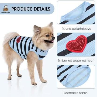 Queenmore Medium Dog Shirt,Soft Breathable Dog Shirt for Dogs Cats Boy Girl,Pet Clothes for All Season,Breathable Lightweight Pet Tshirt for Frenchie, Dachshund, Yorkie