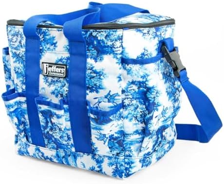 Jeffers Expression Deluxe Horse Grooming Bag – Large Zip Top Equestrian Tote w/Multiple Pockets, Handles & Adjustable Shoulder Strap, Padded Feet, Barn Essentials 11.5"x10.5"x8.5" - Equestrian Toile