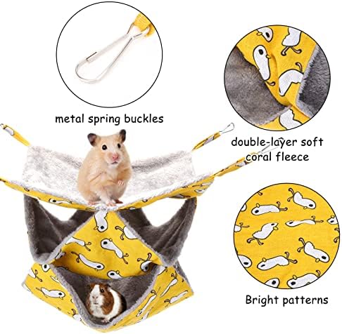 3 Tier Ferret Rat Hammock, Guinea Pig Cage Accessories, Yellow