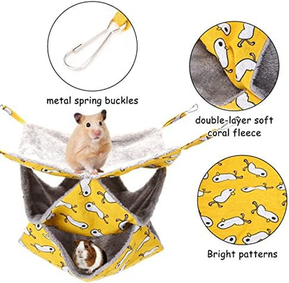 3 Tier Ferret Rat Hammock, Guinea Pig Cage Accessories, Yellow