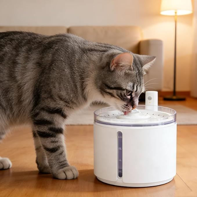 Smart Automatic Pet Water Fountain, 2.2L Cordless with Infrared Sensor, Dual Modes, Ultra-Quiet Pump, Safe for Cats & Dogs (White, Infrared Sensor)