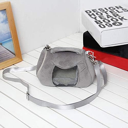 Hamster Carrier Bag Portable Outdoor Travel Handbag with Adjustable Single Shoulder Strap for Hamster Small Pets (Grey)