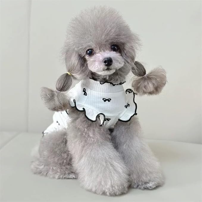 Small Dog Clothes Extra Small Dogs Spring Summer Dress Cute Soft and Breathable Outfits for Female Chihuahua Shih Tzu Yorkshire Puppy Cats (White Dress, X-Small)