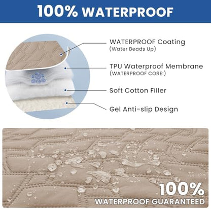 Waterproof Couch Covers for Pets, Waterproof Dog Bed Cover, Anti-Slip Soft Dog Blankets, Couch Cover for Dogs Washable, Pet Blanket for Puppy Large Dogs Cat (30x70 Inch, Khaki)