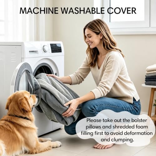 Orthopedic Dog Beds Large Sized Dog, Washable Dog Bed, 42" L, Grey