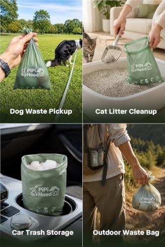 Hanging Dog Poop Bag Pouch with 105 Bags, 0.8 Mil Thick Waste Bags