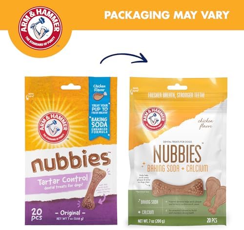 Arm & Hammer Nubbies Dental Treats, Chicken Flavor, 20 Count Bag