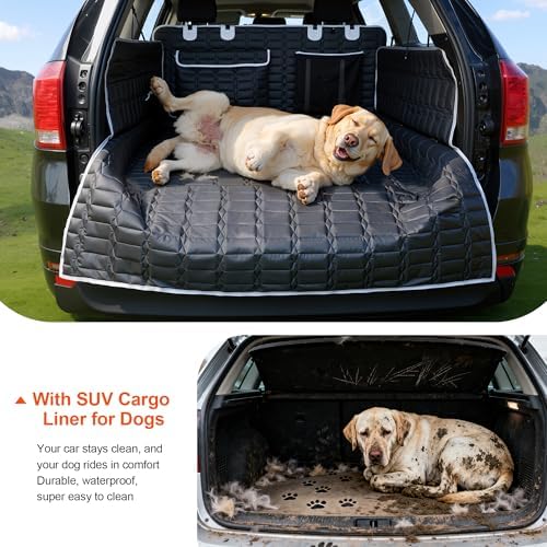 SUV Cargo Liner for Dogs, Waterproof Dog Trunk Cover with Bumper Flap